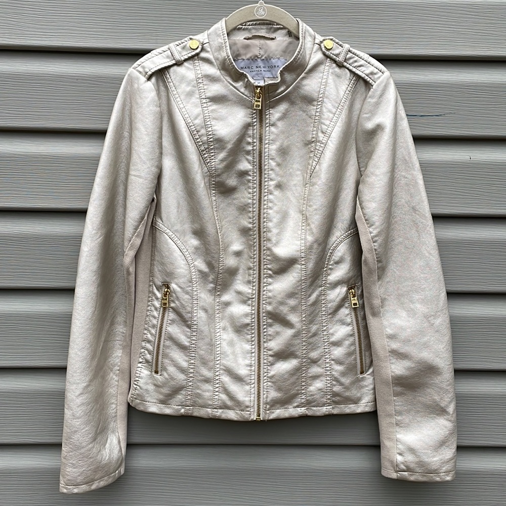 Marc New York Gold Metallic Faux Leather Jacket